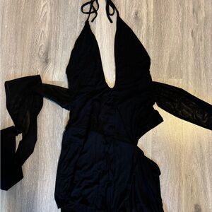 I Am Gia Black dress open side with mesh straps